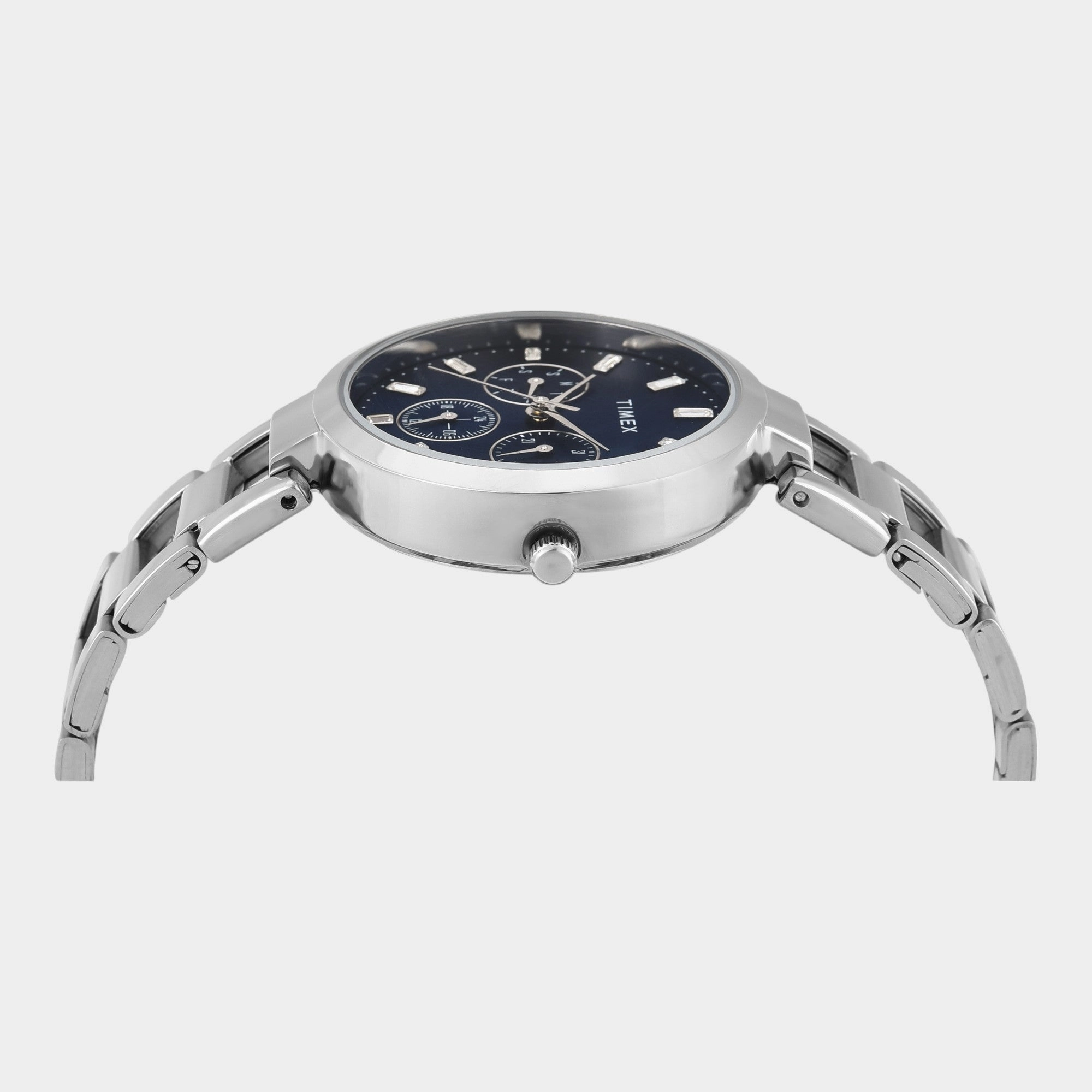 Women Quartz Blue Dial Multi-Function Stainless Steel Watch TW000X247
