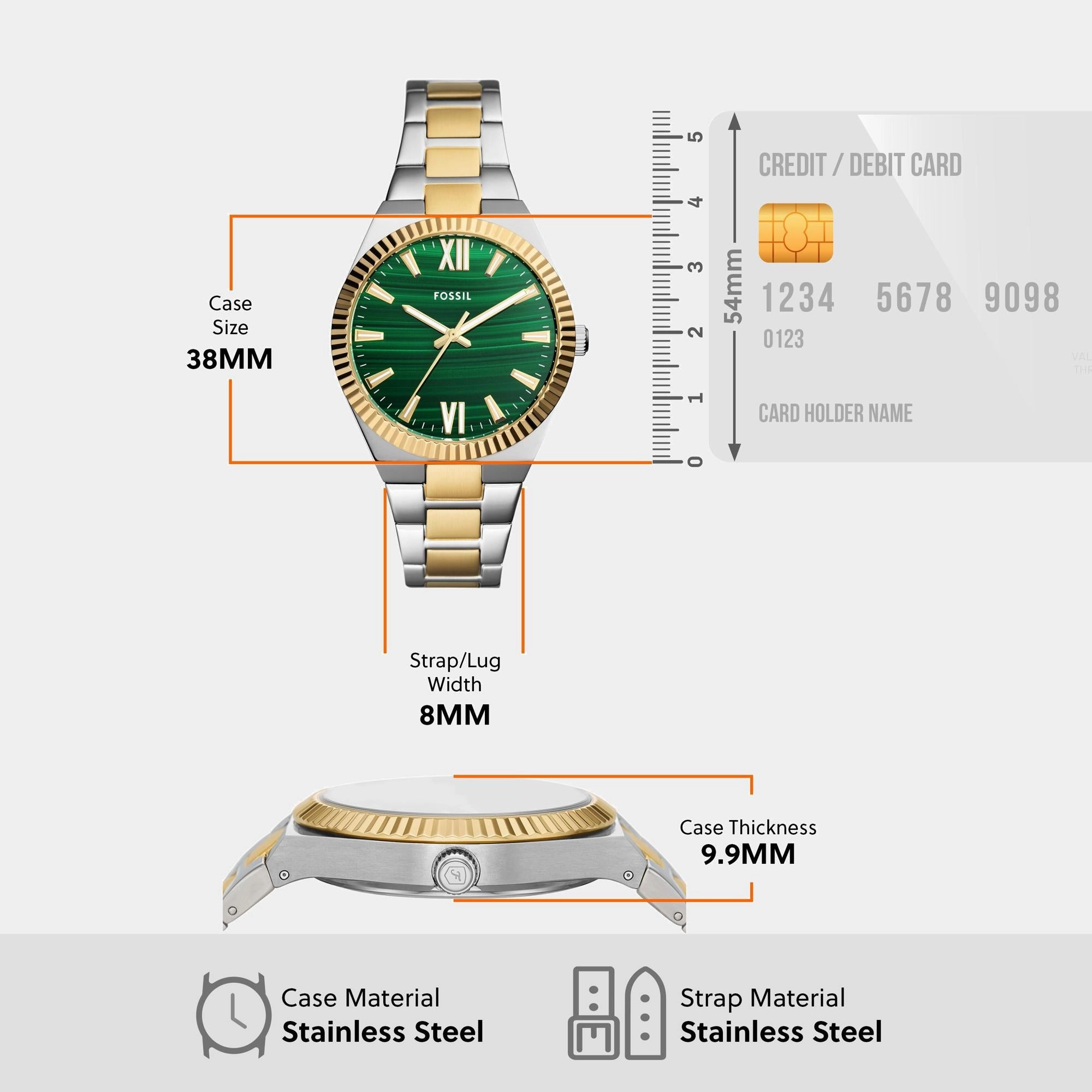 Women Quartz Green Dial Analog Stainless Steel Watch ES5334