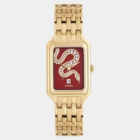 Women Quartz Red Dial Analog Stainless Steel Watch ES5379