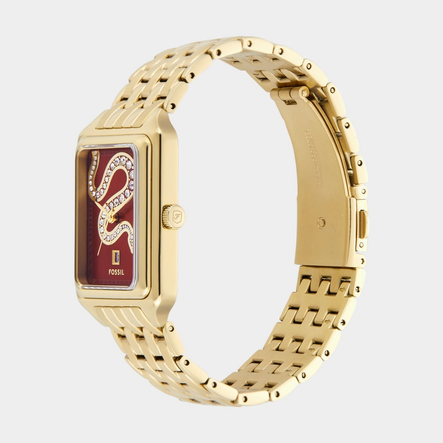 Women Quartz Red Dial Analog Stainless Steel Watch ES5379