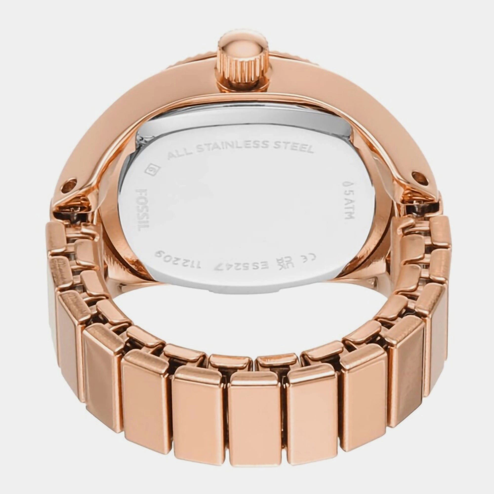 Women Quartz Rose Gold Dial Ring Analog Stainless Steel Watch ES5247