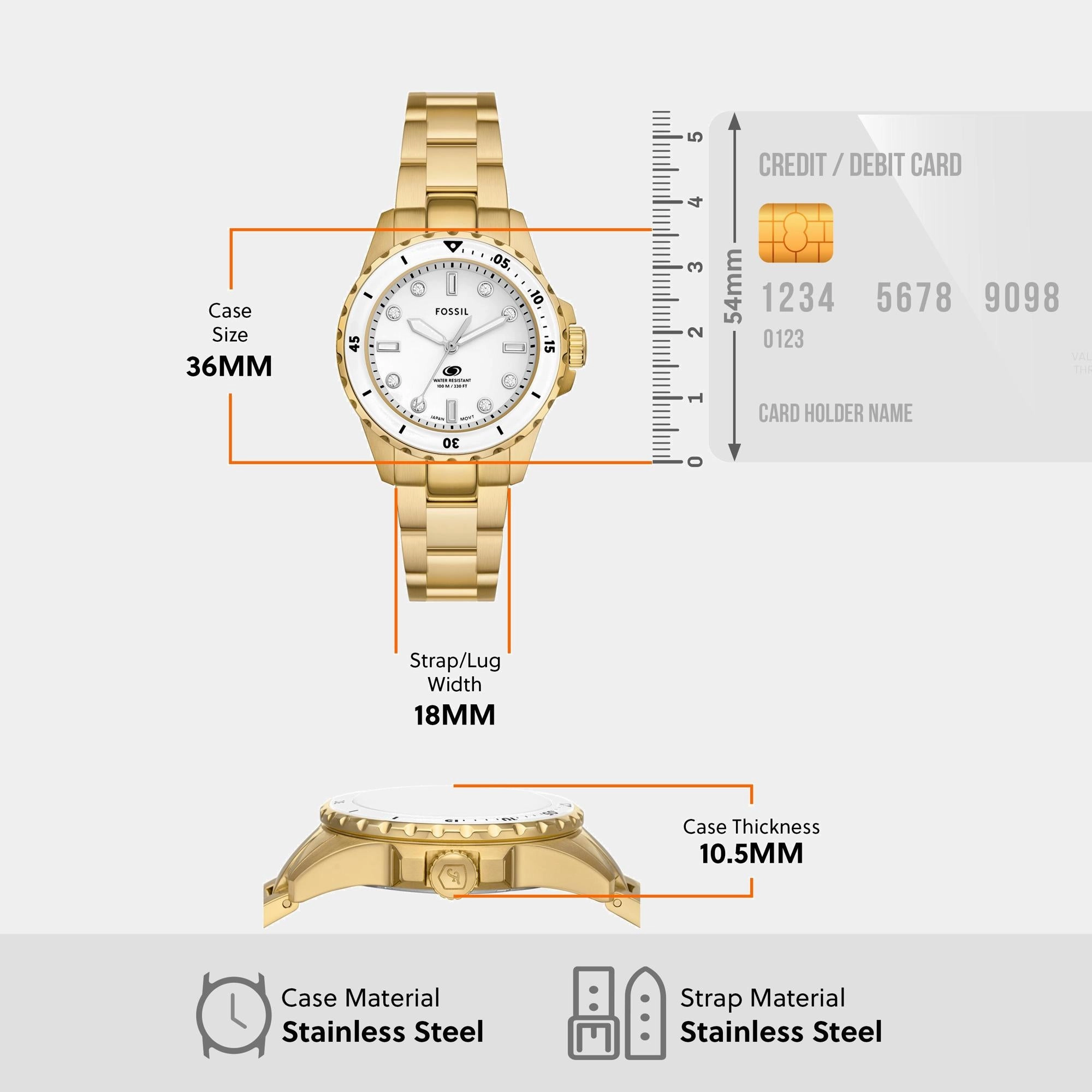 Women Quartz White Dial Analog Stainless Steel Watch ES5350