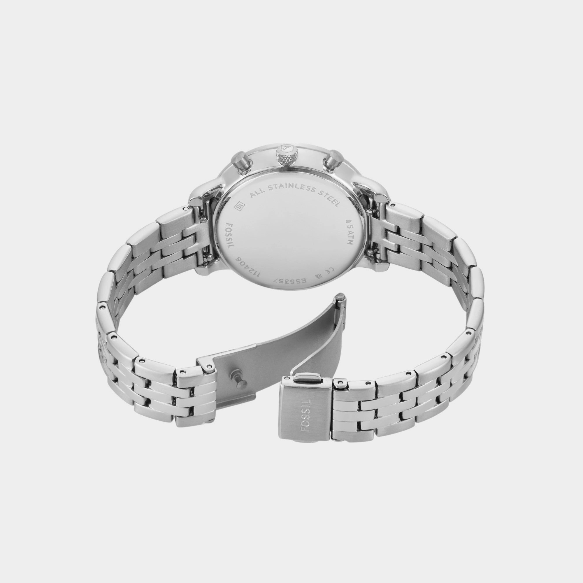 Women Quartz White Dial Chronograph Stainless Steel Watch ES5357
