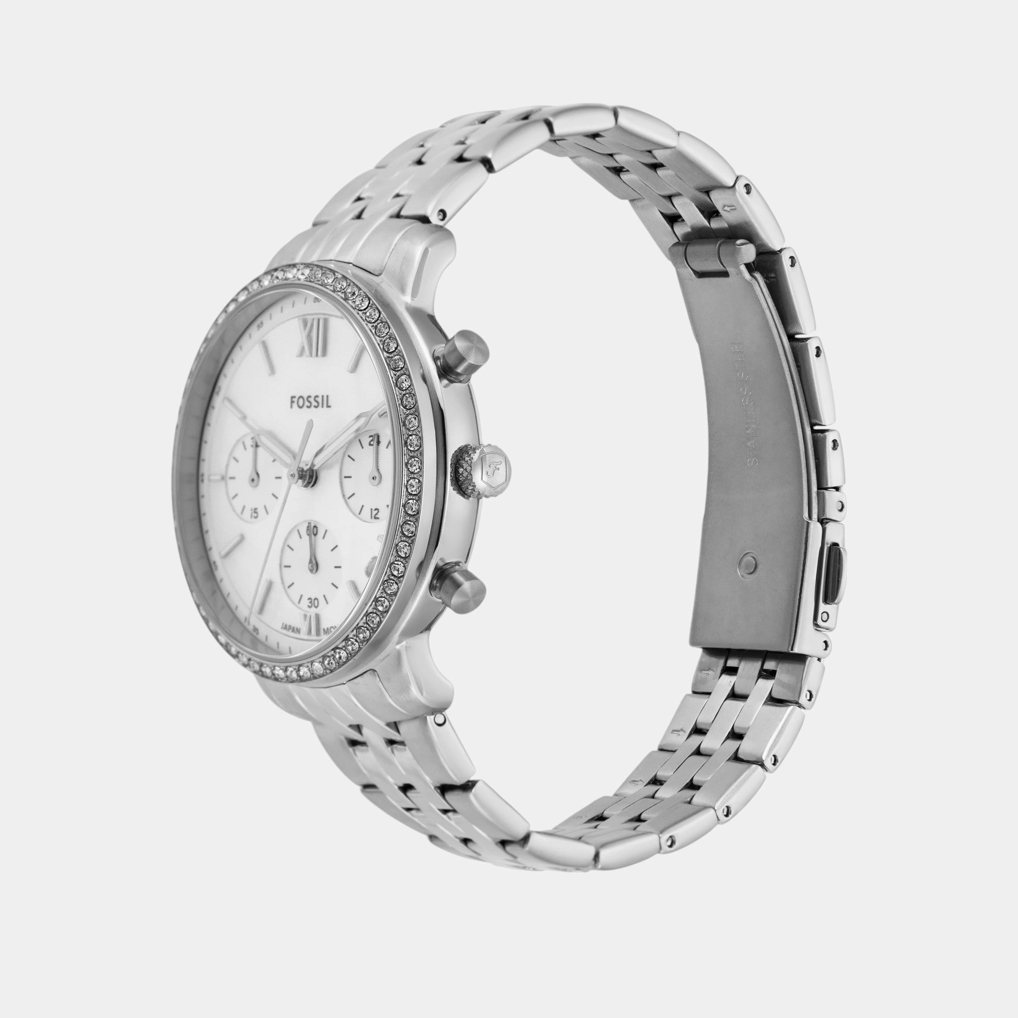 Women Quartz White Dial Chronograph Stainless Steel Watch ES5357