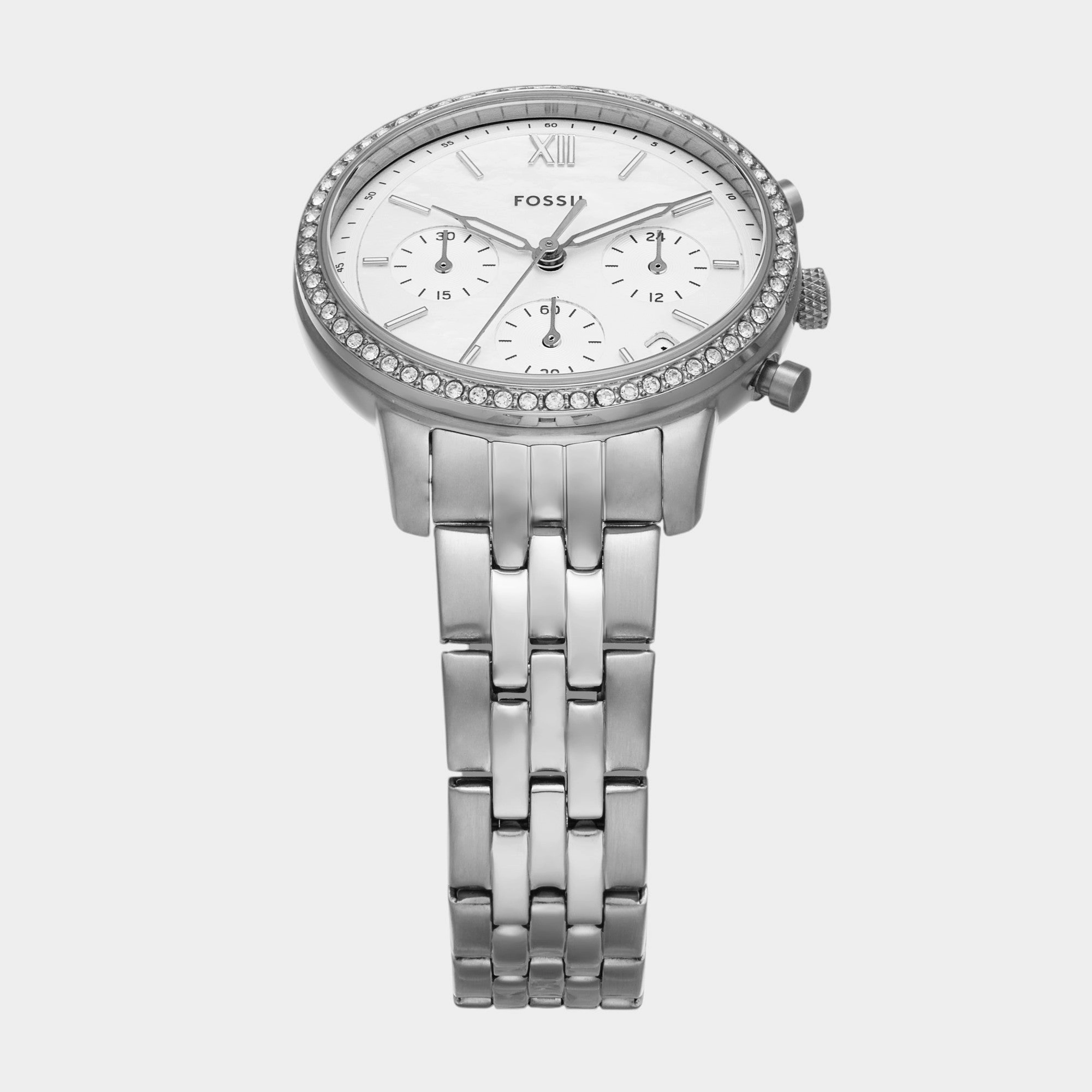 Women Quartz White Dial Chronograph Stainless Steel Watch ES5357