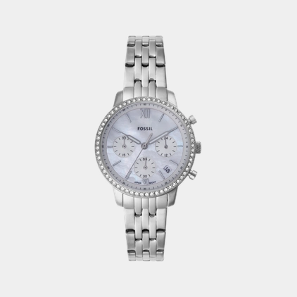 Women Quartz White Dial Chronograph Stainless Steel Watch ES5357