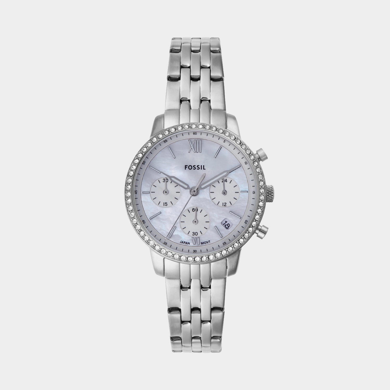 Women Quartz White Dial Chronograph Stainless Steel Watch ES5357