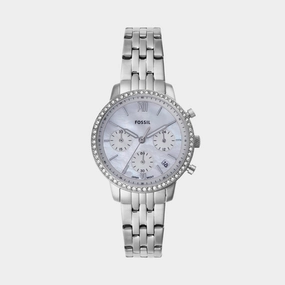 Women Quartz White Dial Chronograph Stainless Steel Watch ES5357