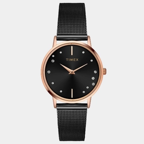 Women's Black Analog Stainless Steel Watch TWEL15603