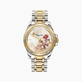 Womens watch flowers from pink coloured stones