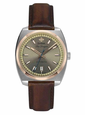 Zodiac SEA DRAGON Automatic Brown Leather Mens Watch ZO9911